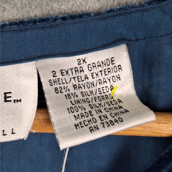 Womens Top 2X Blue Silk Burnout‎ Velvet Goth Whimsygoth Floral Tunic Grunge NWT - Picture 3 of 7